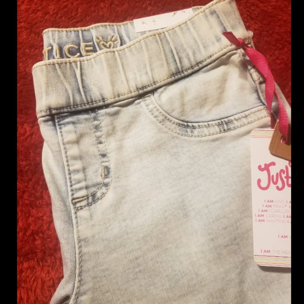 Brand New Girls Justice Denim Distressed Leggings
